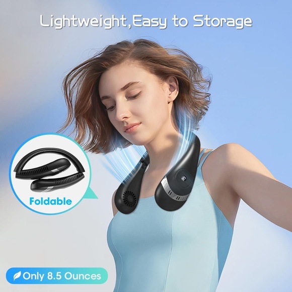 NWT Portable Blade-less Rechargeable Neck Fan Black - Picture 9 of 10